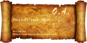 Oszlányi Aba névjegykártya